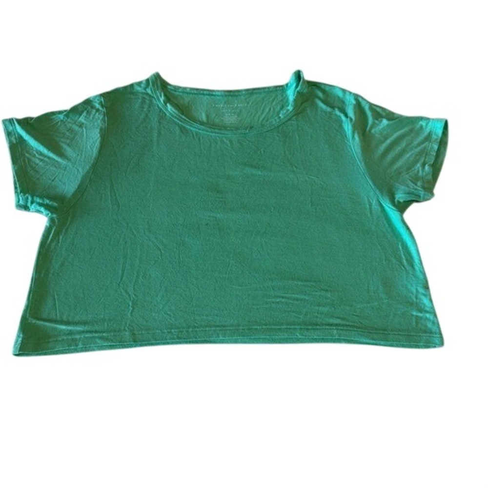American Eagle Soft & Sexy Green Cropped T-Shirt Womens Medium Relaxed‎ Fit Tee